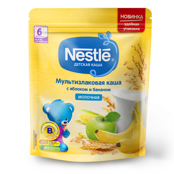 Каша Nestle молочная мультизлаковая яблоко банан 220 гр от интернет магазина Львенок
